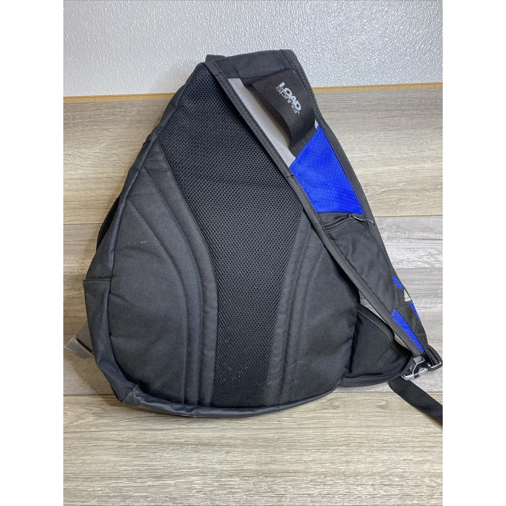 Adidas Sling Backpack Spring Load Crossbody Shoulder Strap 16x20 Black Blue Gray - Picture 6 of 16